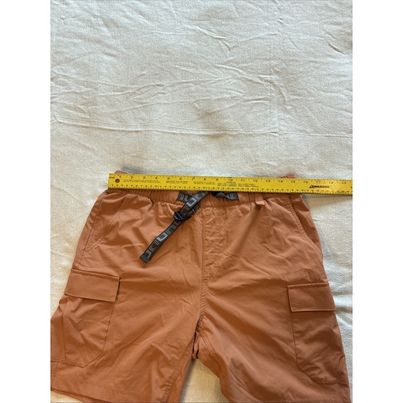 Huk Men's Shorts Medium Orange Cargo Creekbed Pull on Buckle Gorpcore Hiking - Picture 2 of 14